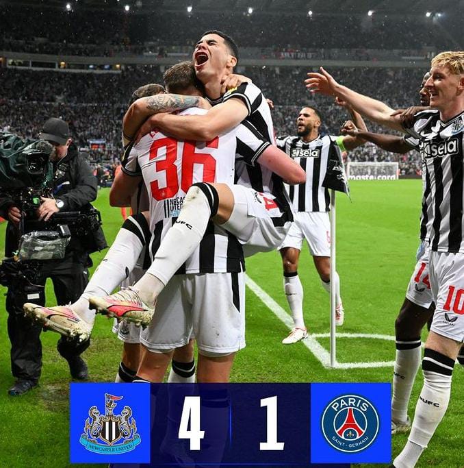 Hasil UCL Grup F: Newcastle United Bantai PSG 4-1 di Saint James Park