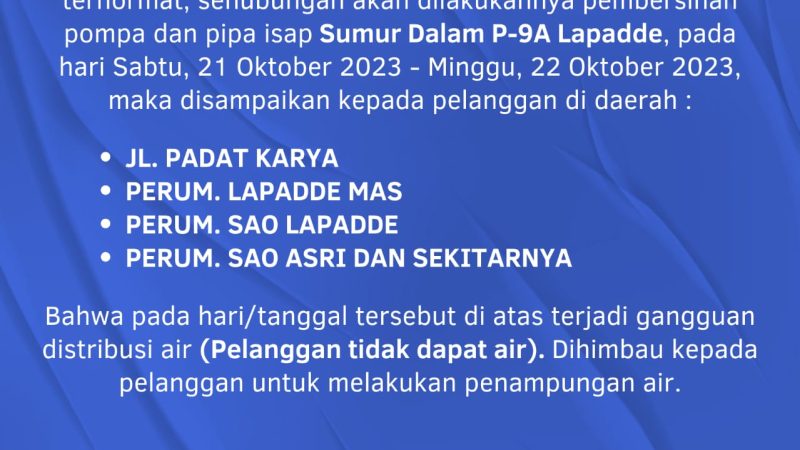 Ada Gangguan Distribusi Air Bersih di Beberapa Titik di Parepare