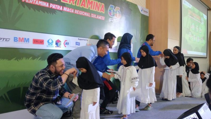 Sambut HUT ke 66, Pertamina Sulawesi Beri Santunan kepada Anak Yatim dan Adakan Donor Darah