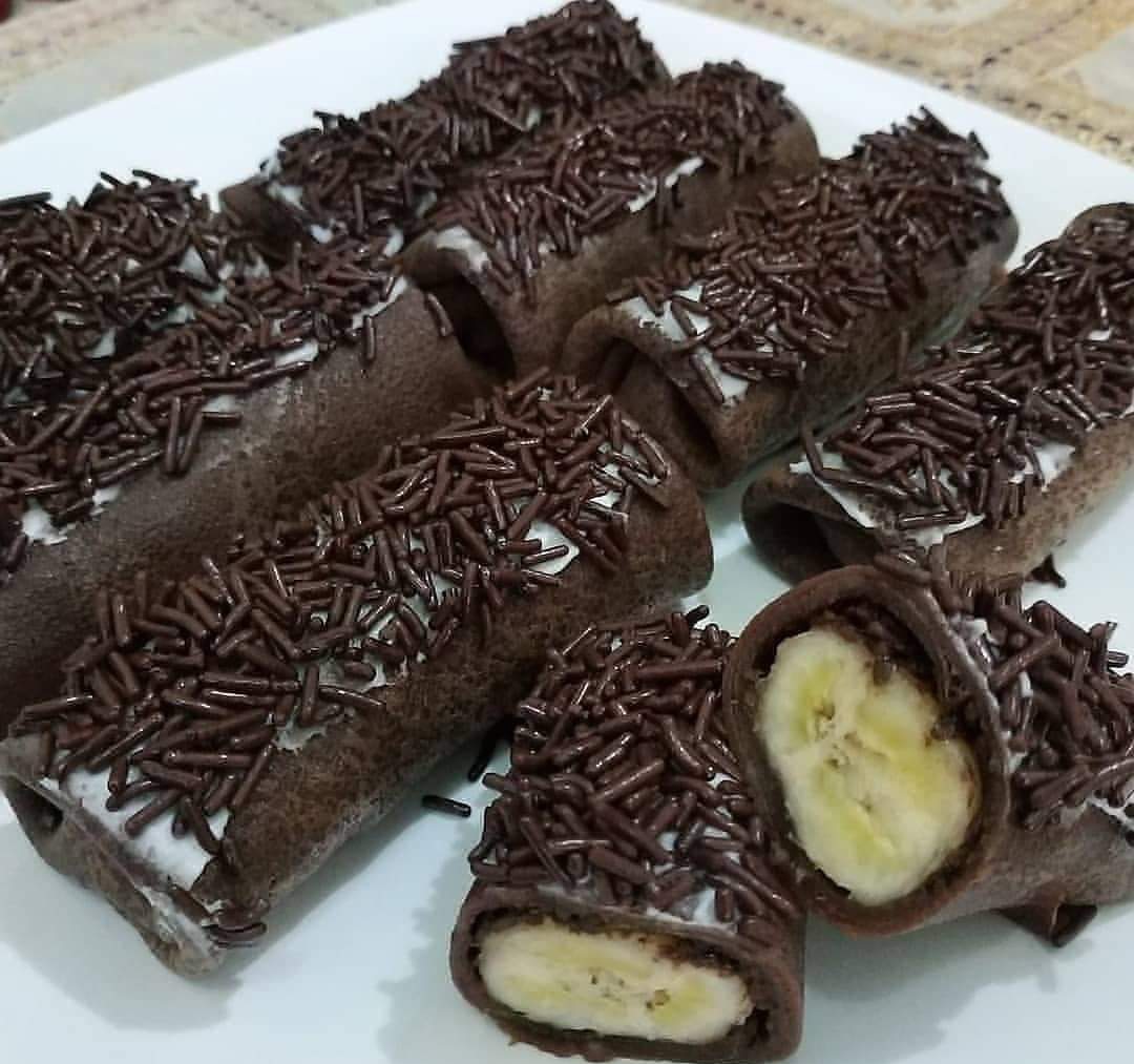 Resep Kue Dadar Gulung Cokelat Isi Pisang