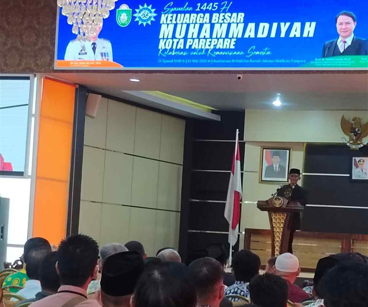 Pj Wali Kota Akbar Ali Beri Sambutan di Acara Syawalan Muhammadiyah Parepare