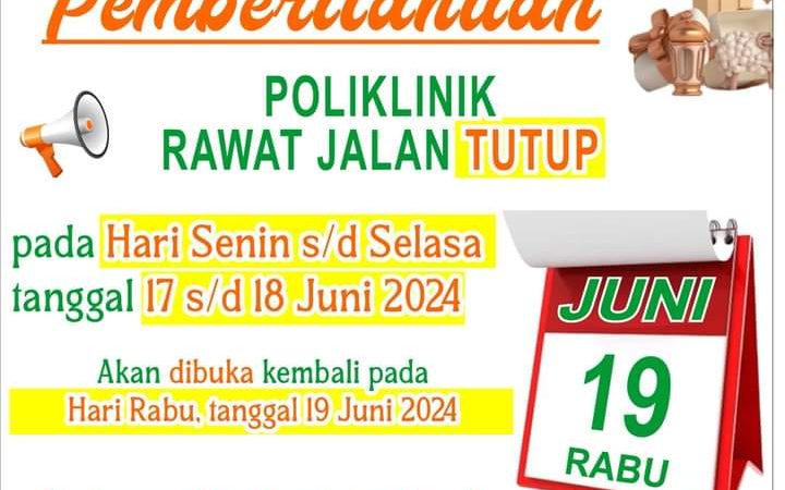 Hari Raya Iduladha: RSUD Andi Makkasau Umumkan 17-18 Juni Pelayanan Poli Rawat Jalan Tutup, IGD Buka 24 Jam