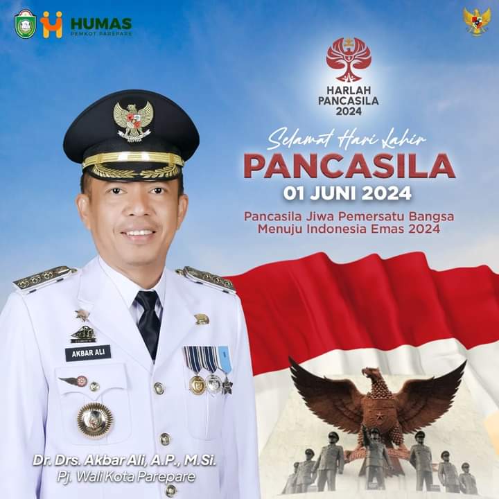 Pj Wali Kota Akbar Ali Ucapkan Selamat Harlah Pancasila, Ajak Masyarakat Parepare Jaga Kebersamaan Menuju Indonesia Emas