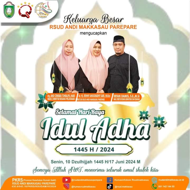 RSUD Andi Makkasau Parepare Ucapkan Selamat Hari Raya Iduladha 1445 Hijriah