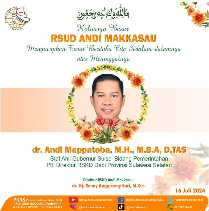 RSUD Andi Makkasau Sampaikan Duta Berpulangnya Plt Direktur RSK Dadi Makassar