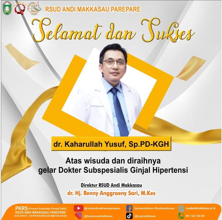 Selesaikan Pendidikan, RSUD Andi Makkasau Beri Selamat kepada Dokter Spesialis Kaharullah Yusuf dan Budi Sutiono