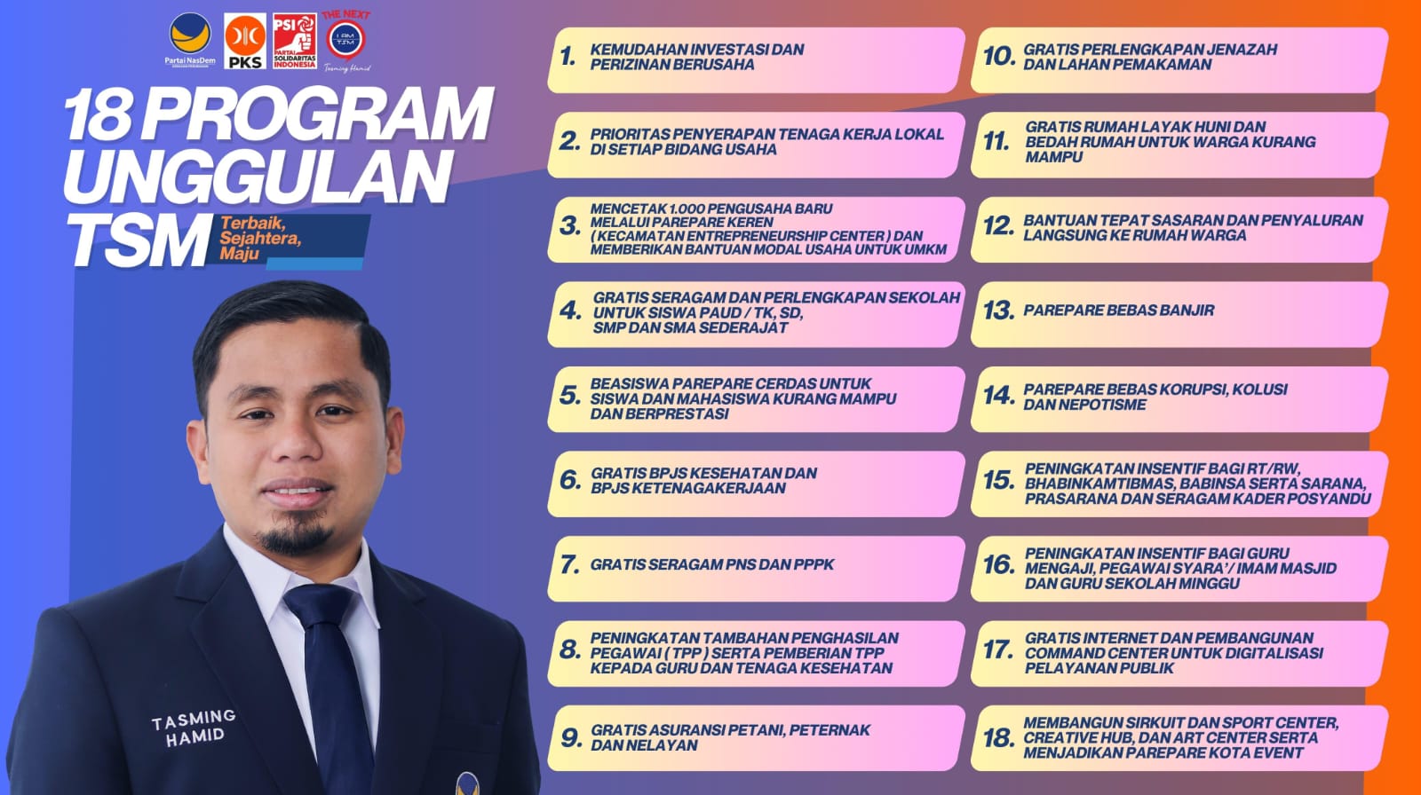 Inilah 18 Program Unggulan Calon Wali Kota Parepare Tasming Hamid