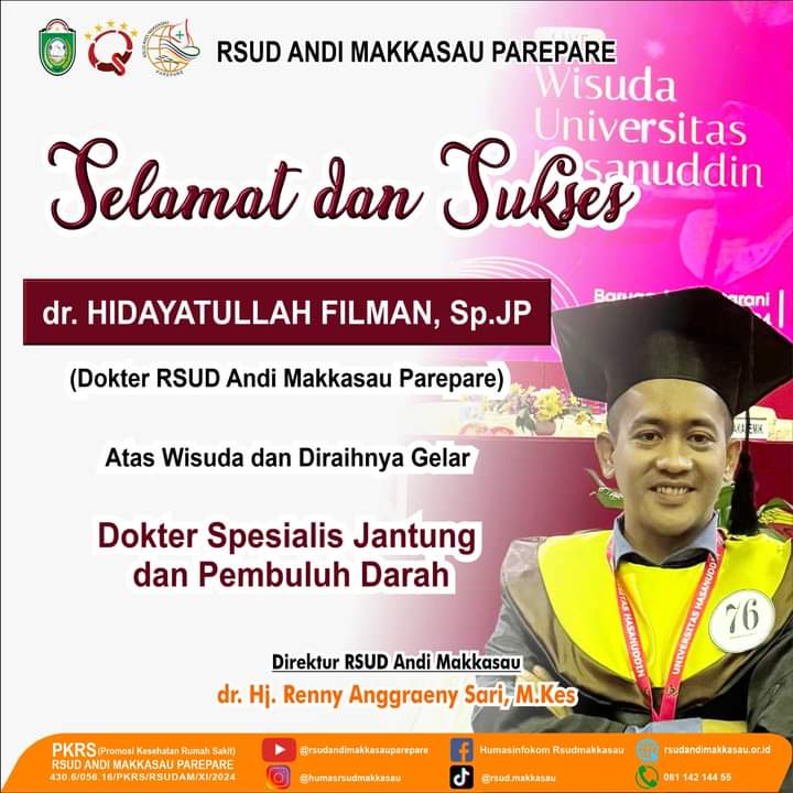 Hidayatullah Filman Selesaikan Pendidikan, Ahli Spesialis Jantung RSUD Andi Makkasau Bertambah