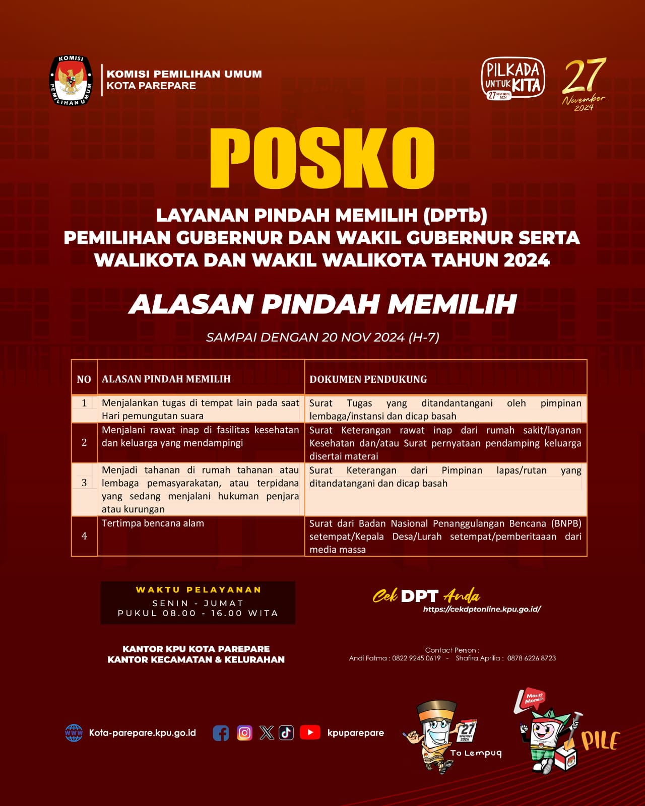 IKLAN: Posko Layanan Pindah Memilih Pilgub Sulsel 2024