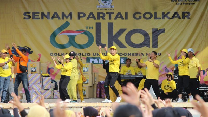 Melalui Senam Golkar, Paslon Erat Bersalam Kuningkan Taman Mattirotasi