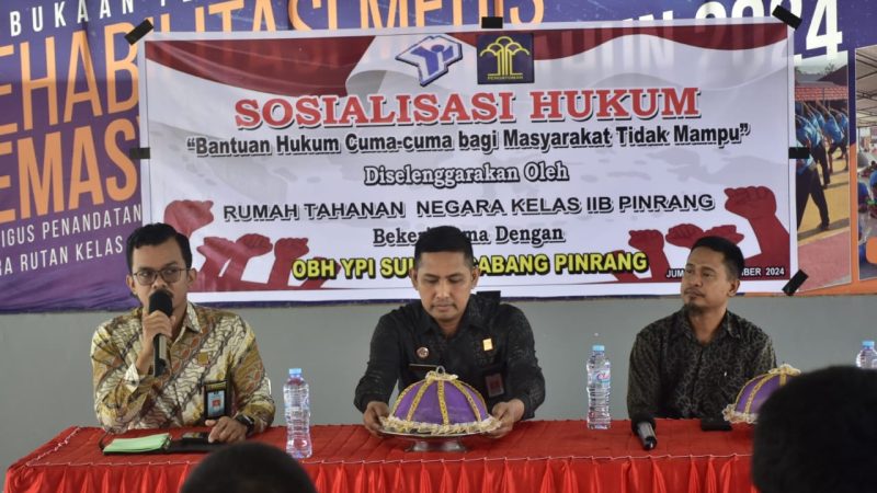 Rutan Pinrang Libatkan LBH Patriot Indonesia Berikan Penyuluhan Hukum bagi Tahanan Baru