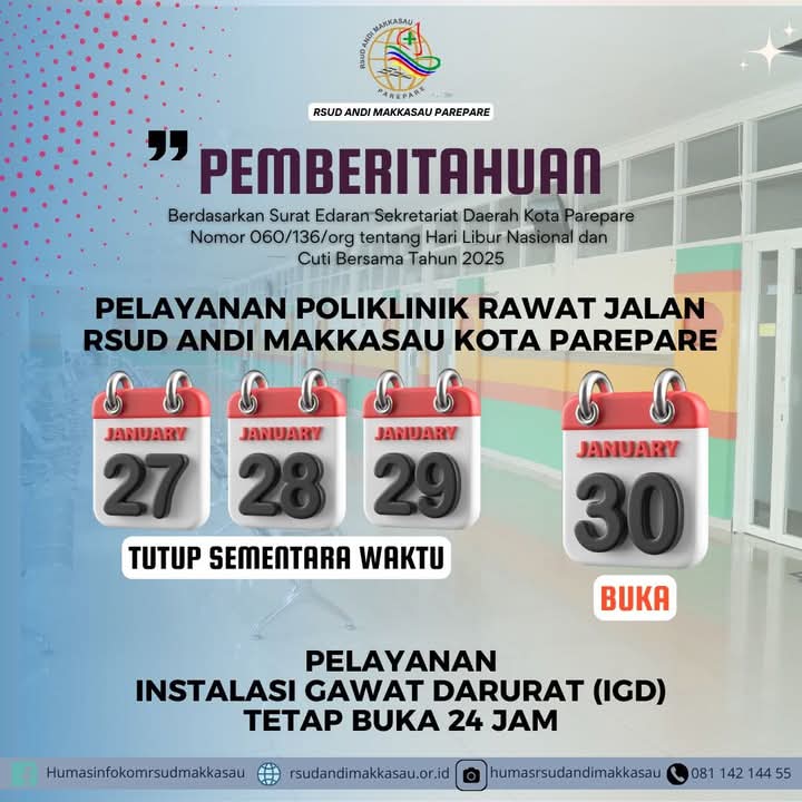 RSUD Andi Makkasau Umumkan Jadwal Cuti Bersama