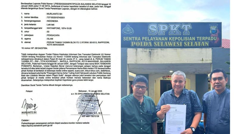 Kuasa Hukum Andalan Hati Laporkan Danny-Arsyad ke Polda Sulsel