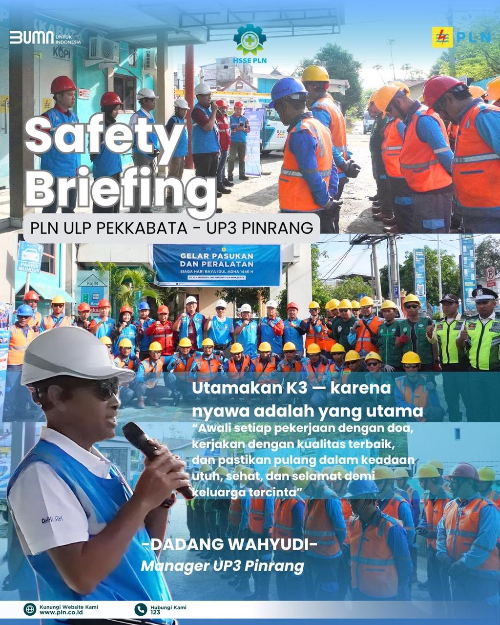 Dipimpin MUP3 Pinrang, PLN ULP Pekkabata Laksanakan Safety Briefing Gelar Pasukan dan Peralatan