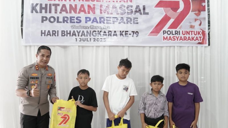 Bakti Kesehatan Sambut Hari Bhayangkara ke 79, Polres Parepare Gelar Donor Darah, Sunatan Massal, dan Pemeriksaan Kesehatan Gratis