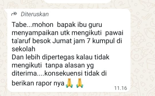 Siswa di Pinrang Terancam Tak Terima Rapor bila Tak Ikut Pawai Taaruf