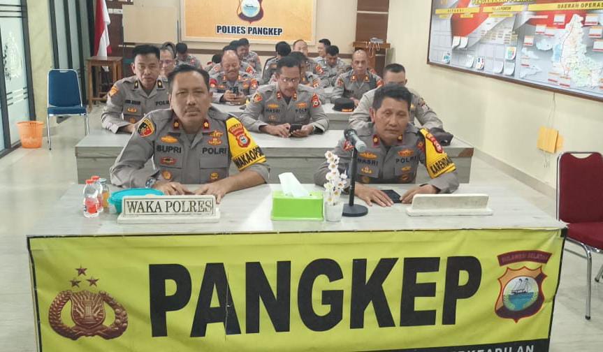 Polres Pangkep Gelar Giat Binrohtal Secara Daring bersama Polda Sulsel