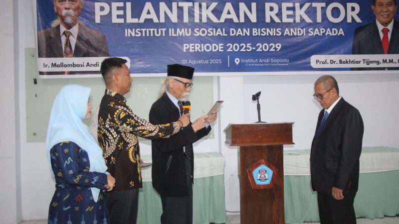Prof Bakhtiar Tijjang Kembali Dilantik jadi Rektor Institut Ilmu Sosial dan Bisnis Andi Sapada