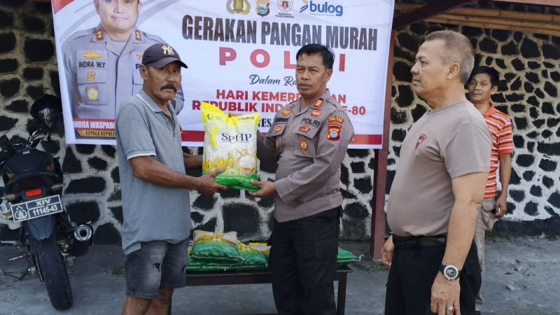 Gerakan Pangan Murah Serentak, Polsek Ujung Salurkan 150 Zak Beras SPHP