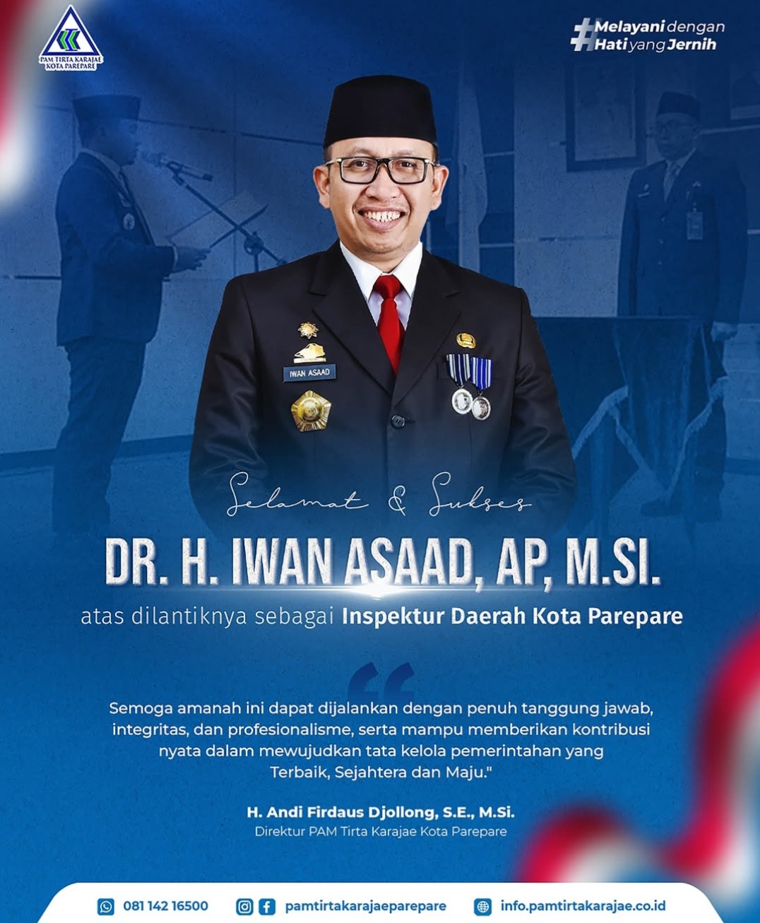 PAM Tirta Karajae Ucapkan Selamat Dilantiknya Iwan Asaad sebagai Inspektur Daerah
