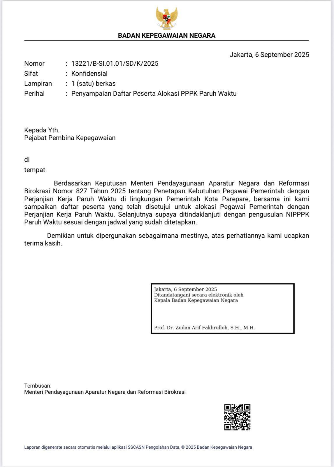 Pemkot Parepare Terima 1020 Alokasi PPPK Paruh Waktu Tahun 2025