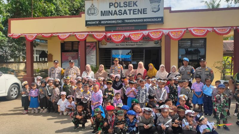 Kapolsek Minasatene Terima Kunjungan Rombongan TK Pertiwi