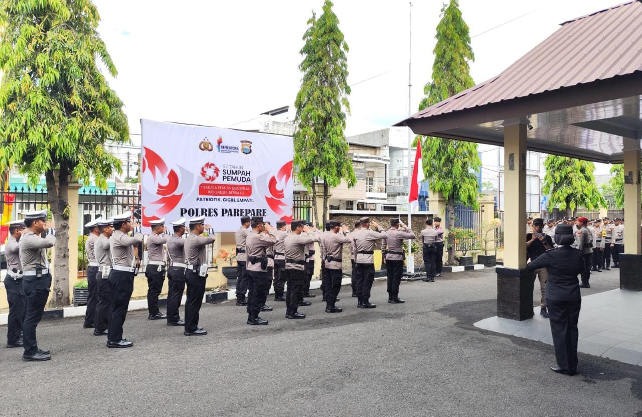 Polres Parepare Gelar Upacara Hari Sumpah Pemuda ke-97, Tema Pemuda Pemudi Bergerak Indonesia Bersatu