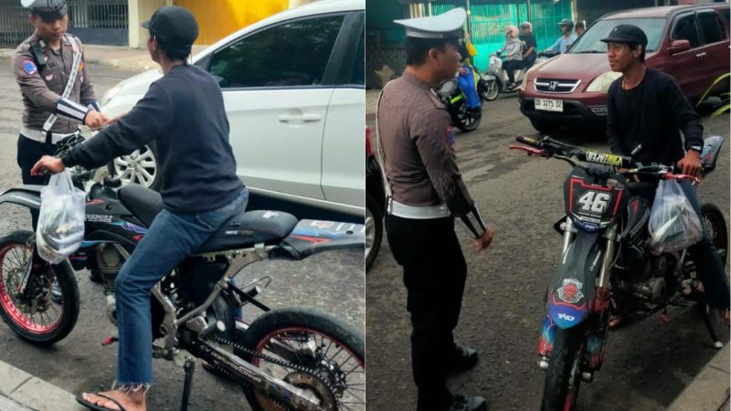 Tak Gunakan Helm dan TNKB, Pengendara Motor Trail Ditegur Petugas Operasi Keselamatan 2026