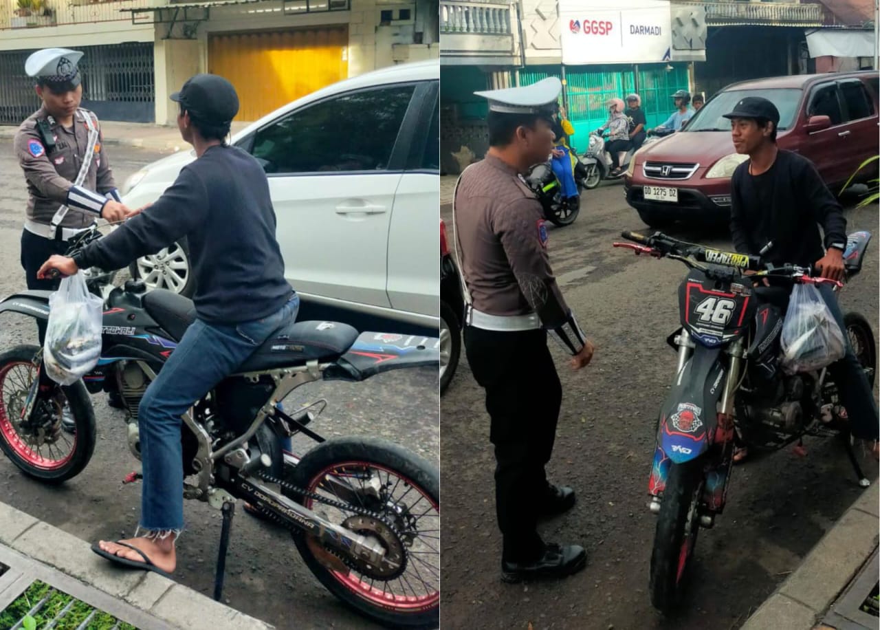 Tak Gunakan Helm dan TNKB, Pengendara Motor Trail Ditegur Petugas Operasi Keselamatan 2026