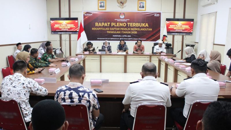 KPU Parepare Gelar Rapat Pleno Terbuka Rekapitulasi DPB Triwulan I Tahun 2026