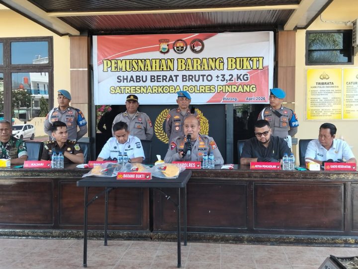Sabu Seberat 3,2 Kg Dimusnahkan di Mapolres Pinrang