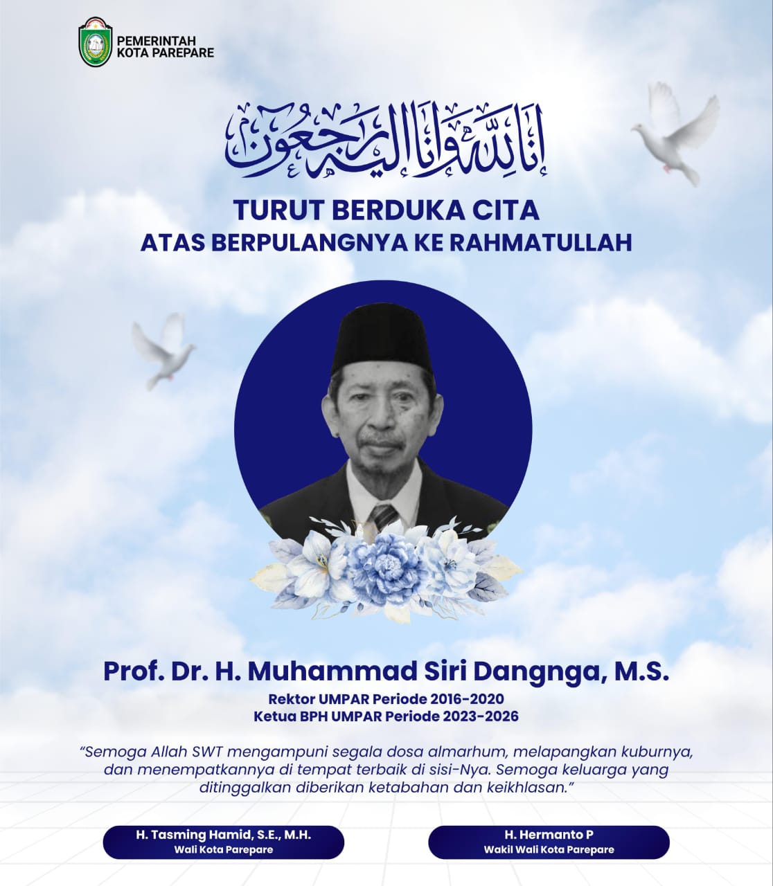 Guru Besar Umpar Wafat, Wali Kota Tasming Hamid Sampaikan Duka Mendalam