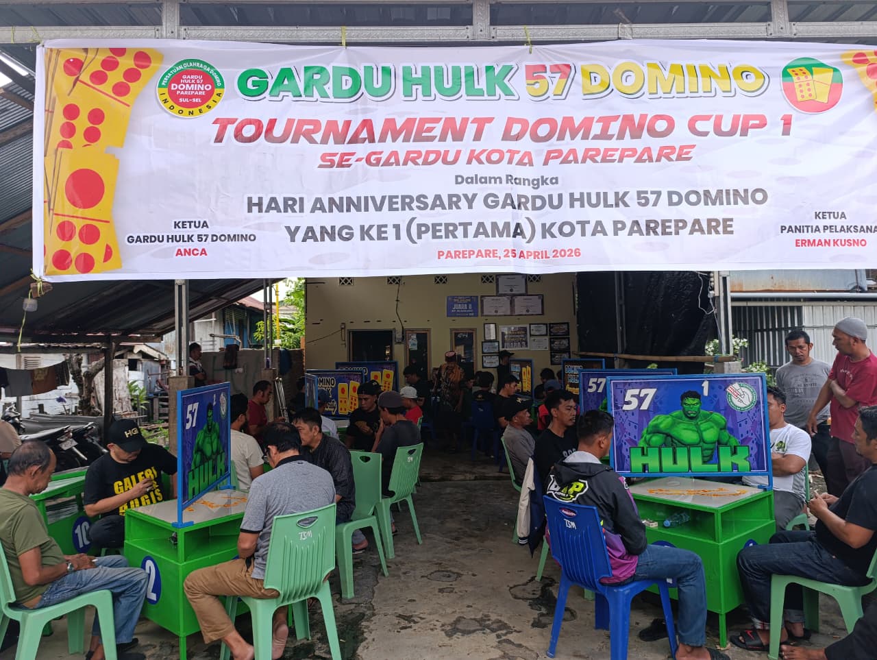 Turnamen Domino Meriahkan HUT ke-1 Gardu Hulk 57 Parepare Berlangsung Sukses