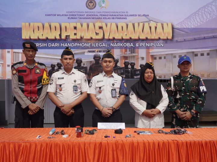 Rutan Pinrang Gelar Apel Ikrar Pemasyarakatan Bersih, Lanjutkan Razia Gabungan dan Tes Urine