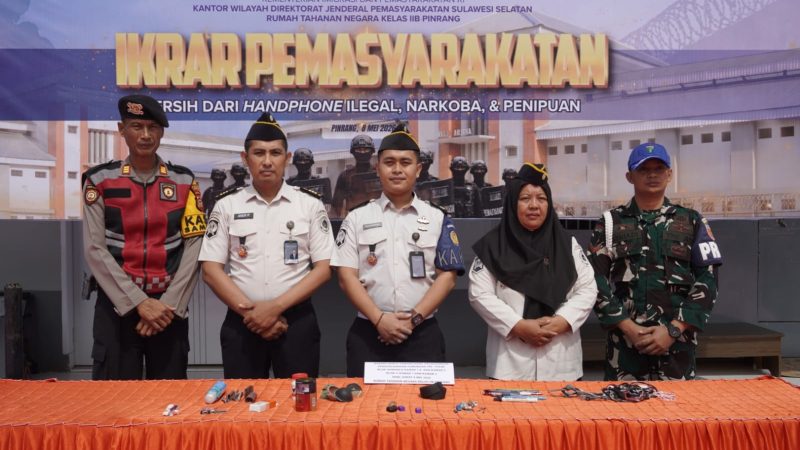 Rutan Pinrang Gelar Apel Ikrar Pemasyarakatan Bersih, Lanjutkan Razia Gabungan dan Tes Urine
