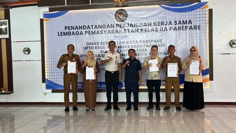 Lapas Parepare Perkuat Layanan Kesehatan, Teken PKS dengan Lima Mitra dan Kukuhkan Kader Kesehatan WBP