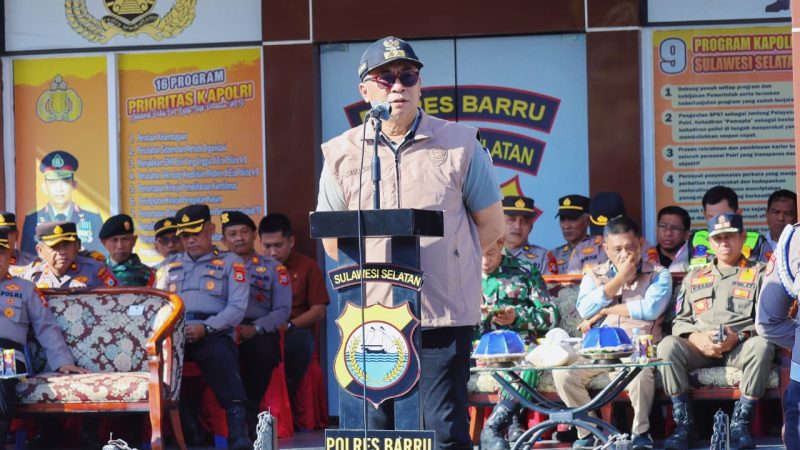 Wabup Barru Pimpin Apel Pergeseran Pasukan Pengamanan Pilkades Serentak 2026