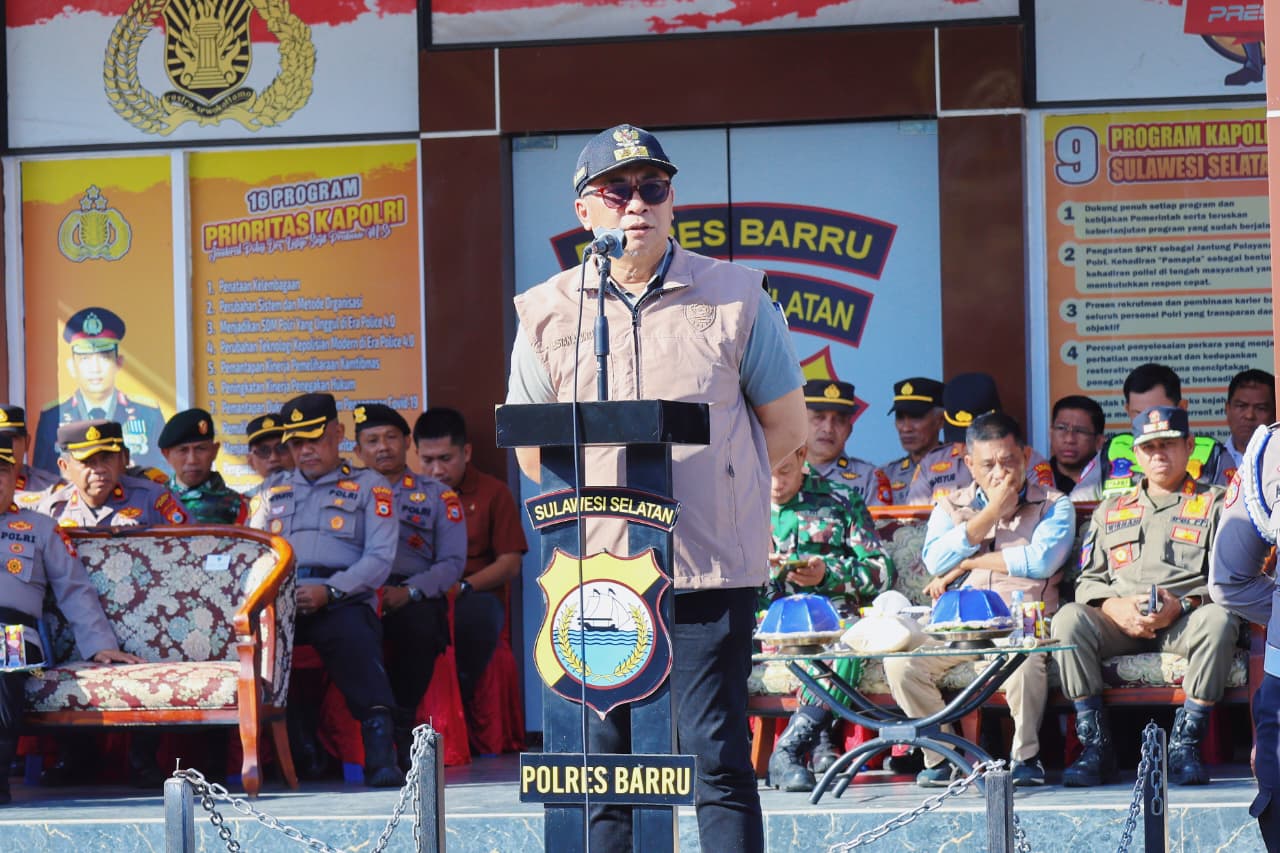 Wabup Barru Pimpin Apel Pergeseran Pasukan Pengamanan Pilkades Serentak 2026