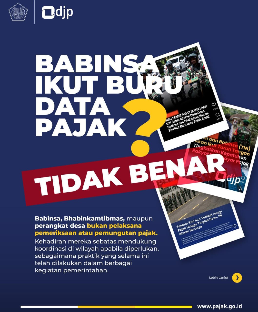DJP Tegaskan Babinsa dan Bhabinkamtibmas Bukan Petugas Pajak