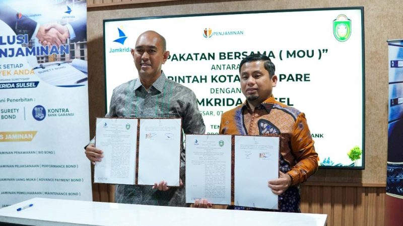 Teken MoU dengan PT Jamkrida Sulsel, Pemkot Parepare Perkuat Dukungan Modal bagi Pelaku Usaha