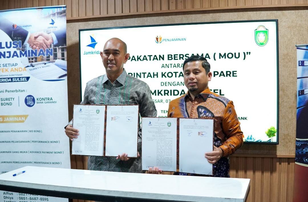 Teken MoU dengan PT Jamkrida Sulsel, Pemkot Parepare Perkuat Dukungan Modal bagi Pelaku Usaha