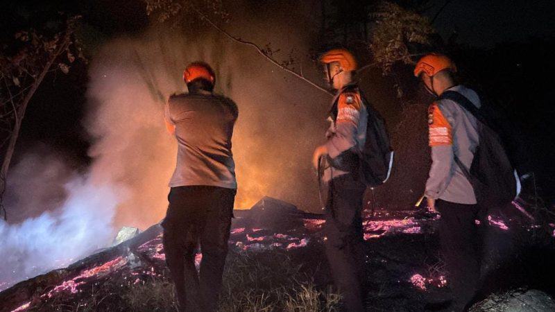 Tim SAR Batalyon B Pelopor Sigap Padamkan Kebakaran Lahan di Parepare