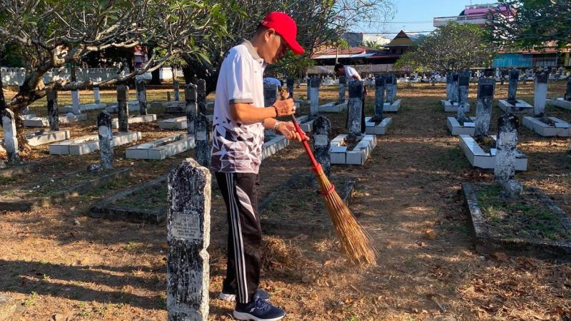 Lapas Parepare Gelar Aksi Bersih-Bersih TMP Paccekke dalam Rangka HUT ke-81 Kemerdekaan RI