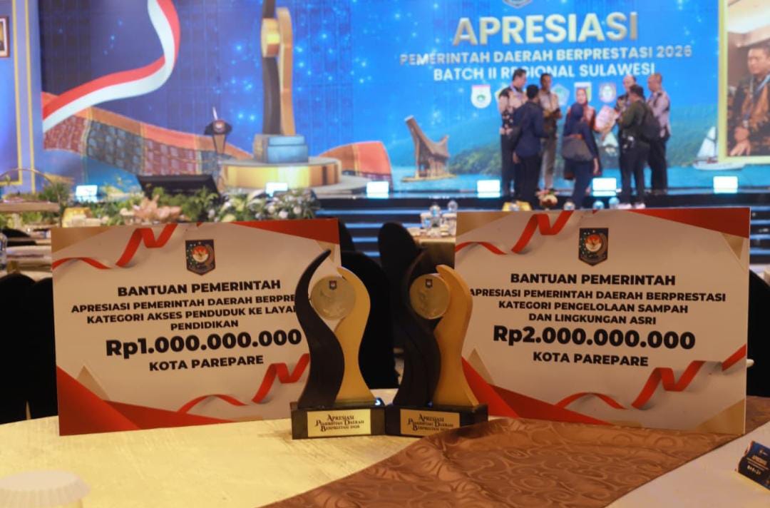 Pemkot Parepare Dapat Penghargaan Akses Layanan Pendidikan dan Insentif Fiskal Rp1 Miliar