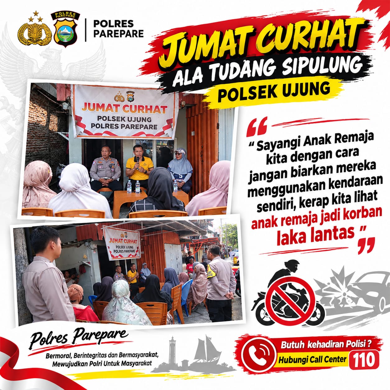 Polsek Ujung Kemas Jumat Curhat Tudang Sipulung, Sampaikan Pesan Waspada El Nino dan Keselamatan Berkendara