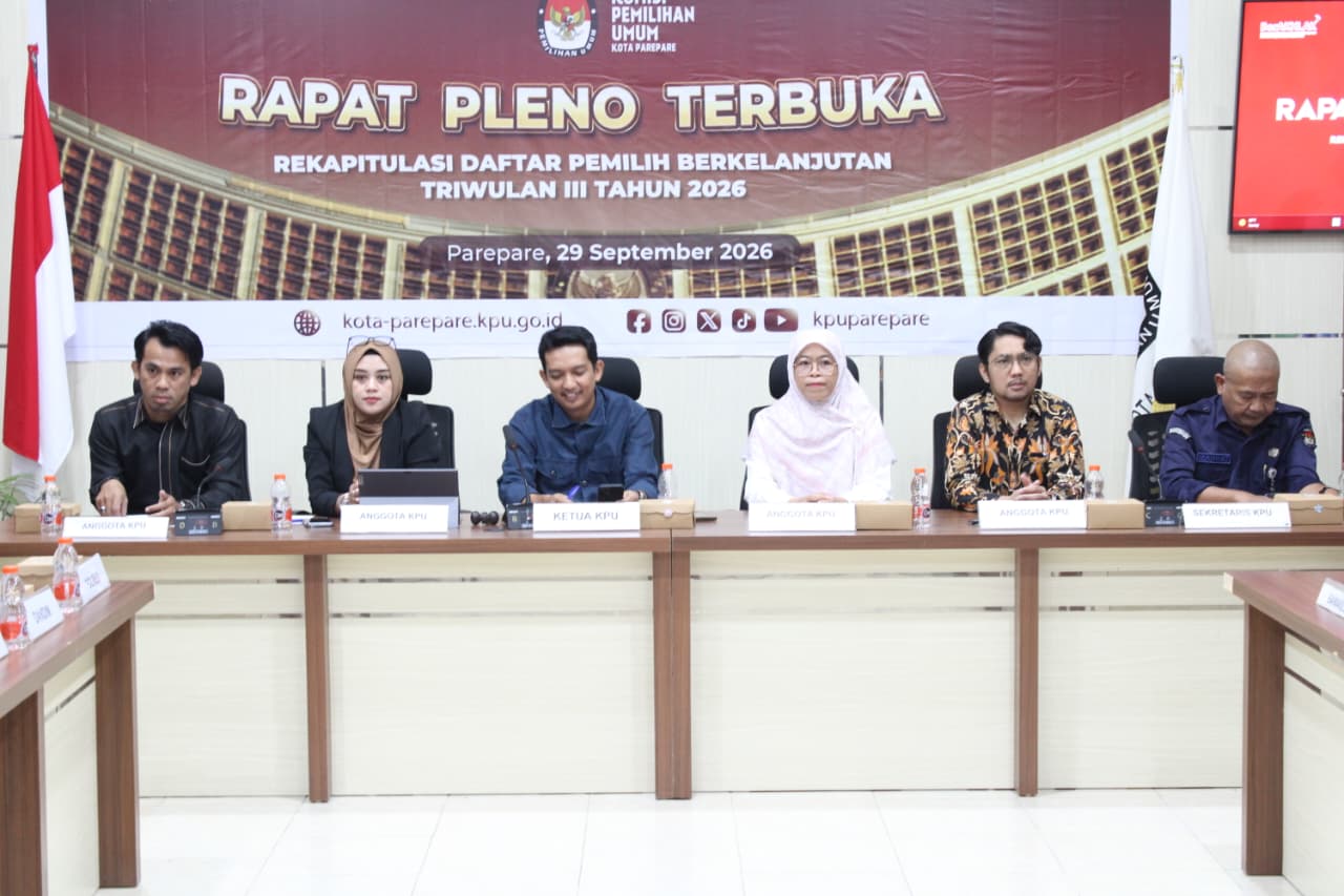 KPU Parepare Tetapkan 115.870 Pemilih dalam Rapat Pleno Terbuka Rekapitulasi PDPB Triwulan III Tahun 2026