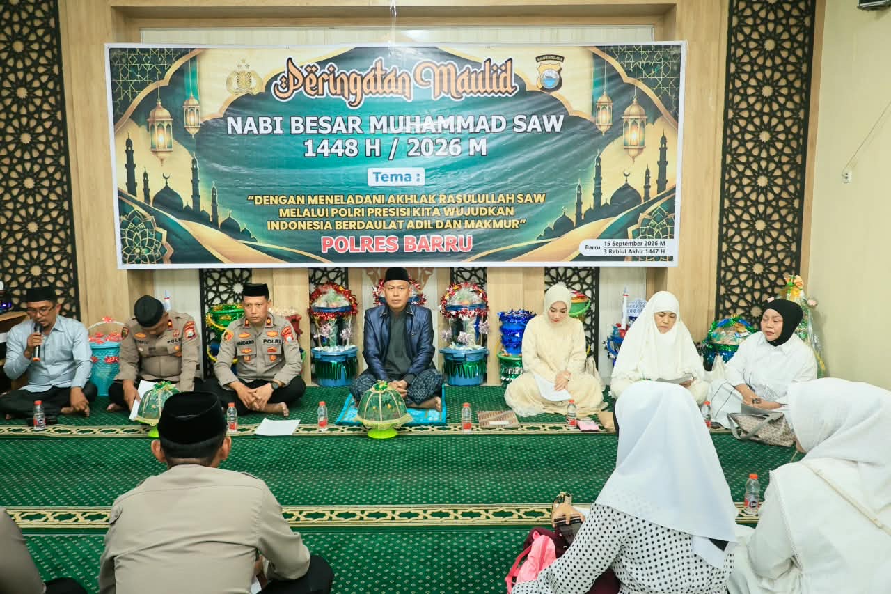 Polres Barru Peringati Maulid Nabi Muhammad SAW 1448 H, Perkuat Keteladanan dan Pengabdian Humanis
