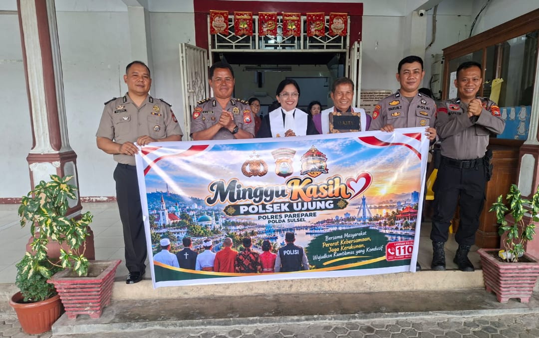 Minggu Kasih di Gereja Toraja Jemaat Sion, Kanit Samapta Polsek Ujung Sampaikan Pesan Lindungi Keluarga dari Bahaya Narkoba