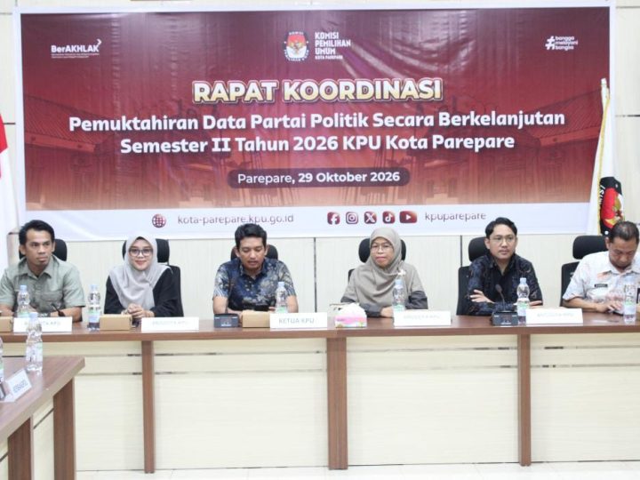 KPU Parepare Gelar Rakor Pemutakhiran Data Partai Politik Berkelanjutan Semester II Tahun 2026