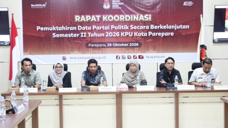 KPU Parepare Gelar Rakor Pemutakhiran Data Partai Politik Berkelanjutan Semester II Tahun 2026